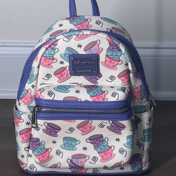 Loungefly × Disney Parks Teacup Mini Backpack – White + Pastel Teacup Print - Picture 1 of 1